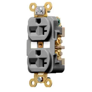 HUBBELL WIRING DEVICE-KELLEMS HBL5462GY Straight Receptacle, Duplex, 20A 250V, 6-20R, Gray, 1 Pk | AC2MJF 2LBW5