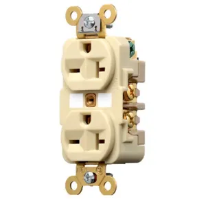 HUBBELL WIRING DEVICE-KELLEMS HBL5462I Straight Receptacle, Duplex, 20A 250V, 6-20R, Ivory, 1 Pk | AC8QBZ 3D212