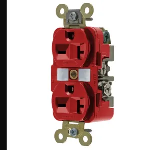 HUBBELL WIRING DEVICE-KELLEMS HBL5462R Straight Receptacle, Duplex, 20A 250V, 6-20R, Red, 1 Pk | BC9GLA