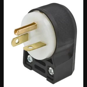 HUBBELL WIRING DEVICE-KELLEMS HBL5466CA Straight Angle Plug, 2-P 3- W Grounding, 20A 250V, 6-20P, Black And White, 1 Pk | AE7LGJ 5Z880