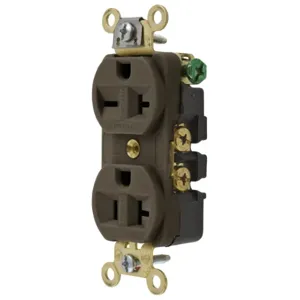 HUBBELL WIRING DEVICE-KELLEMS HBL5492 Straight Blade Receptacle, 2-P 3-W Grounding, 20A 250V, 6- 20R, Brown, 1 Pk | BC9ZCM