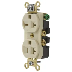 HUBBELL WIRING DEVICE-KELLEMS HBL5492I Straight Blade Receptacle, 2-P 3-W Grounding, 20A 250V, 6- 20R, Ivory, 1 Pk | AC8QNM 3D914