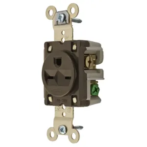 HUBBELL WIRING DEVICE-KELLEMS HBL5661 Straight Receptacle, 15A 250V, 6-15R, Brown, 1 Pk | AB4CXJ 1X993