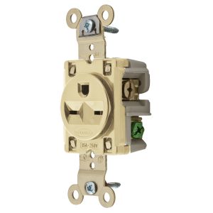 HUBBELL WIRING DEVICE-KELLEMS HBL5661I Straight Receptacle, 15A 250V, 6-15R, Ivory, 1 Pk | AE7LFG 5Z832