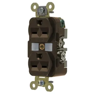 HUBBELL WIRING DEVICE-KELLEMS HBL5662 Straight Receptacle, Duplex, 15A 250V, 6-15R, Brown, 1 Pk | AB4CXK 1X994