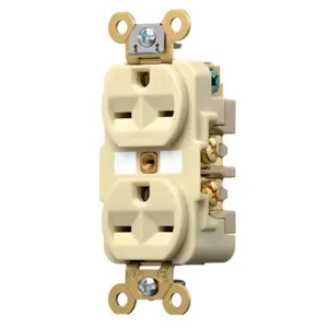 HUBBELL WIRING DEVICE-KELLEMS HBL5662I Straight Receptacle, Duplex, 15A 250V, 6-15R, Ivory, 1 Pk | AC8QCE 3D220