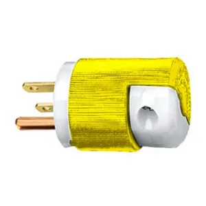 HUBBELL WIRING DEVICE-KELLEMS HBL56CM66C Straight Blade Male Plug, 2-P 3- W Grounding, 15A 250V, 6-15P, Yellow, 1 Pk | AC2MJJ 2LBW9