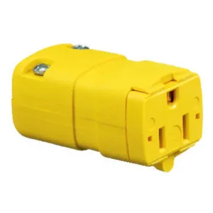 HUBBELL WIRING DEVICE-KELLEMS HBL5963VY Female Connector,Straight, 15A 125V, 5-15R, Yellow, 1 Pk | CE6QYM