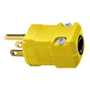 HUBBELL WIRING DEVICE-KELLEMS HBL5965VY Straight Blade Male Plug, 2-P 3-W Grounding, 15A 125V, 5-15P, Yellow, 1 Pk | AD6RNR 4A253