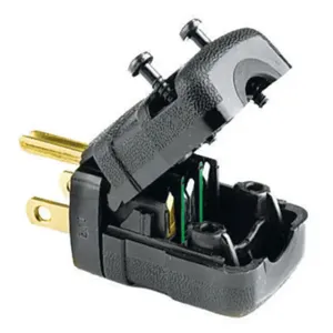 HUBBELL WIRING DEVICE-KELLEMS HBL5966VBLK Straight Blade Male Plug, 2-P 3-W Grounding, 15A 125V, 5-15P, Black, 1 Pk | BC7QRV