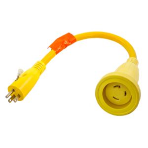 HUBBELL WIRING DEVICE-KELLEMS HBL61CM22 Straight Marine Adapter 30a 125v Yellow | AB3NJQ 1UKB6