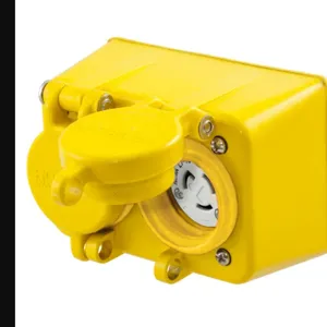 HUBBELL WIRING DEVICE-KELLEMS HBL65W34D Receptacle, Watertight, 15A, 277VAC, 2 Pole, 3 Wire, Yellow | BD3ZYW