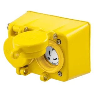 HUBBELL WIRING DEVICE-KELLEMS HBL65W47D Receptacle, Watertight, 15A, 125VAC, 2 Pole, 3 Wire, Yellow | BD4LAE