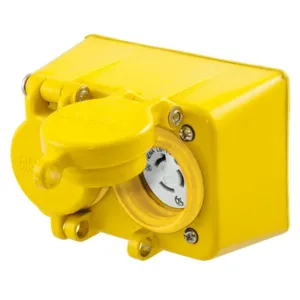 HUBBELL WIRING DEVICE-KELLEMS HBL65W49D Receptacle, Watertight, 15A, 250VAC, 2 Pole, 3 Wire, Yellow | BD3TLV