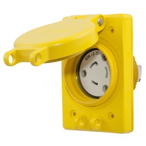 HUBBELL WIRING DEVICE-KELLEMS HBL67W48 Receptacle, Watertight, 20A, 250VAC, 2 Pole, 3 Wire, Yellow | AH8XNV 39AW68