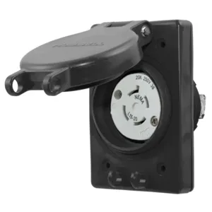 HUBBELL WIRING DEVICE-KELLEMS HBL67W75BK Receptacle, Watertight, 20A, 3 Phase, 250VAC, 3 Pole, 4 Wire, Black | BD4PFX