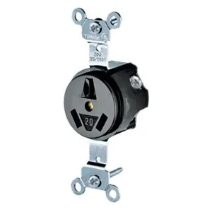 HUBBELL WIRING DEVICE-KELLEMS HBL6810 Straight Receptacle, 20A 125/250V, 10- 20R, Black, 1 Pk | AE7LFP 5Z839