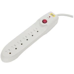 HUBBELL WIRING DEVICE-KELLEMS HBL6PS35025A Power Outlet Strip, 15A, 125V, 6 Outlet, 350 Joules, 25 Feet Cord, Office White | CE6RDC