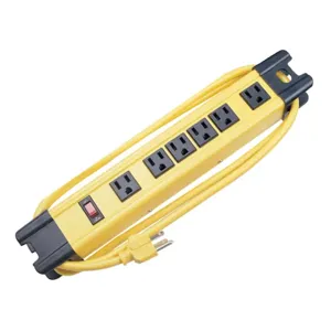 HUBBELL WIRING DEVICE-KELLEMS HBL6PS350YL Power Outlet Strip, 15A, 125V, 6 Outlet, 350 Joules, 6 Feet Cord, Yellow | CE6RDE