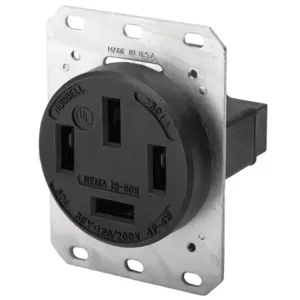 HUBBELL WIRING DEVICE-KELLEMS HBL7301A Straight Blade Receptacle, 4-P 4-W Non-Grounding, 60A 3 Ph 120/208VAC, 18-60R | AC8QDA 3D240