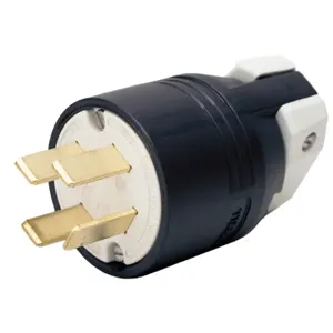 HUBBELL WIRING DEVICE-KELLEMS HBL7303C Straight Blade Male Plug, 60A 3Ph 120/208 VAC, Black, 1 Pk | AC8QDC 3D242