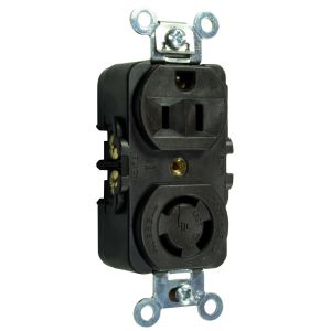 HUBBELL WIRING DEVICE-KELLEMS HBL7371 Combination Face Receptacle, 15A 125V/10A 250V, 15A 125 V, 2-P 3-W Grounding | AC8QPZ 3D995