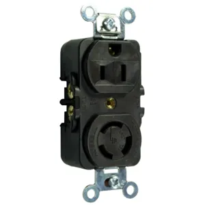 HUBBELL WIRING DEVICE-KELLEMS HBL7371 Combination Face Receptacle, 15A 125V/10A 250V, 15A 125 V, 2-P 3-W Grounding | AC8QPZ 3D995