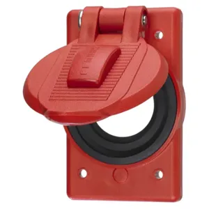 HUBBELL WIRING DEVICE-KELLEMS HBL7428WOR Weatherproof Cover, 1-Gang, 2.15 Inch Opening, Red, Polycarbonate | BD3WUY