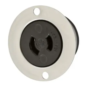 HUBBELL WIRING DEVICE-KELLEMS HBL7468 Flanged Receptacle, 15A, 125VAC, 2-Pole, 2-Wire Non Grounding | AB4DPR 1XC00