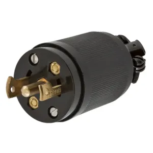 HUBBELL WIRING DEVICE-KELLEMS HBL7485 Male Plug, 15A, 125/250VAC, 3-Pole, Screw Terminal, Black | AE7LHN 5Z909