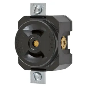 HUBBELL WIRING DEVICE-KELLEMS HBL7498 Single Receptacle, 15A, 125V, 2-Pole, 2-Wire Non Grounding, Panel Mount | BC8YQC