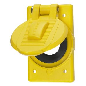 HUBBELL WIRING DEVICE-KELLEMS HBL74CM23WO Weatherproof Cover, Corrosion Resistant, Yellow, Polycarbonate | AC8QDR 3D255