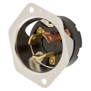 HUBBELL WIRING DEVICE-KELLEMS HBL7556 Flanged Inlet, 10A, 250V/15A, 125V, 3-Pole, 3-Wire Non Grounding | CE6TBW