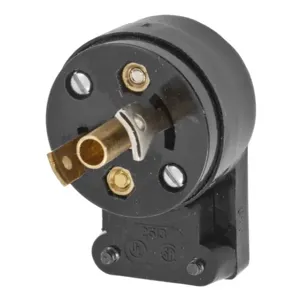 HUBBELL WIRING DEVICE-KELLEMS HBL7570 Male Plug, 15A, 125VAC, 2-Pole, Screw Terminal, Black, Angled | AC8QEB 3D266