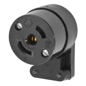 HUBBELL WIRING DEVICE-KELLEMS HBL7571 Female Connector, Angled, 15A, 125VAC, 2-Pole, Screw Terminal, Black | AC8QEC 3D267