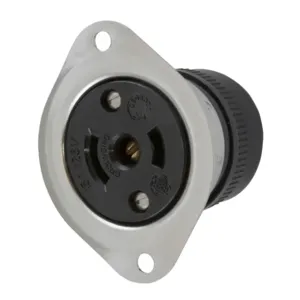 HUBBELL WIRING DEVICE-KELLEMS HBL7598 Flanged Receptacle, 15A, 125VAC, 2-Pole, 3-Wire Grounding | BC8NNQ