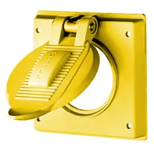 HUBBELL WIRING DEVICE-KELLEMS HBL77CM77A Weatherproof Cover, 2-Gang, 2.44 Inch Opening, Yellow, Polycarbonate | BC9VYT