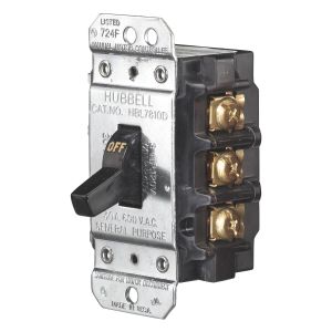 HUBBELL WIRING DEVICE-KELLEMS HBL7810D Manual Motor Switch, 30 A, 600 VAC, 3 Pole, Black | AE4ACD 5HA30
