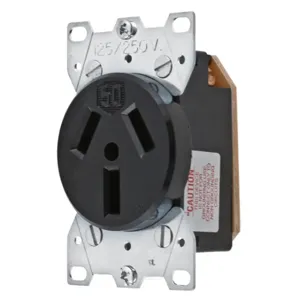 HUBBELL WIRING DEVICE-KELLEMS HBL7962 Straight Blade Receptacle, 3-P 3-W Non-Grounding, 50A 125/250V, 10-50R, Black | AE7LFQ 5Z840