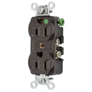 HUBBELL WIRING DEVICE-KELLEMS HBL8200H Receptacle, Duplex, 2-Pole, 3-Wire Grounding, 15A, 125V, Brown | BC9HZE