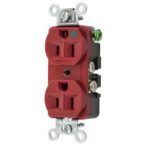 HUBBELL WIRING DEVICE-KELLEMS HBL8200HRED Receptacle, Duplex, 2-Pole, 3-Wire Grounding, 15A, 125V, Red | AD7APB 4D038