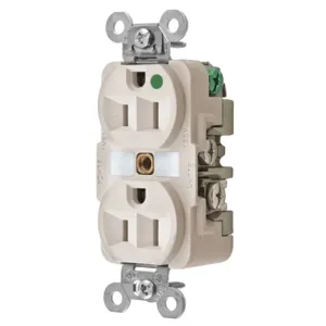 HUBBELL WIRING DEVICE-KELLEMS HBL8200LA Receptacle, Duplex, 2-Pole, 3-Wire Grounding, 15A, 125V, Light Almond | BC9DBZ