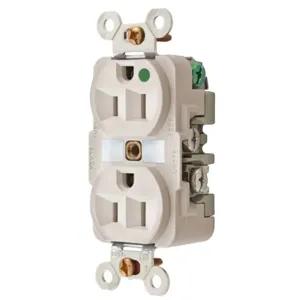 HUBBELL WIRING DEVICE-KELLEMS HBL8200LAMRI Receptacle, Duplex, 15A, 125V, 2-Pole, 3-Wire Grounding, Light Almond | BD3GQR