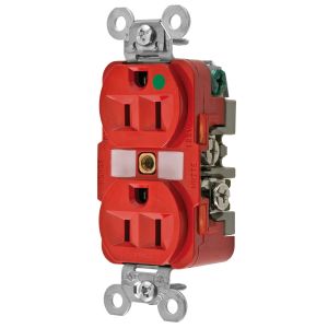 HUBBELL WIRING DEVICE-KELLEMS HBL8200RED Receptacle, Duplex, 2-Pole, 3-Wire Grounding, 15A, 125V, Red | AE7LEZ 5Z823