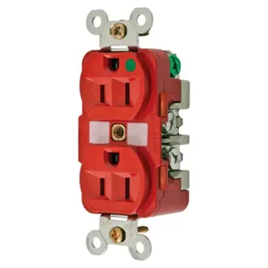 HUBBELL WIRING DEVICE-KELLEMS HBL8200RMRI Receptacle, Duplex, 15A, 125V, 2-Pole, 3-Wire Grounding, Red | BD3VWG