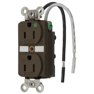 HUBBELL WIRING DEVICE-KELLEMS HBL8200SGA Receptacle, Duplex, Tamper Resistant, 2-Pole, 3-Wire Grounding, 15A, 125V, Brown | AE7ZJY 6C656