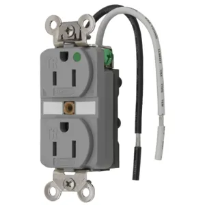 HUBBELL WIRING DEVICE-KELLEMS HBL8200SGGYA Receptacle, Duplex, Tamper Resistant, 2-Pole, 3-Wire Grounding, 15A, 125V, Gray | AC8QJC 3D453