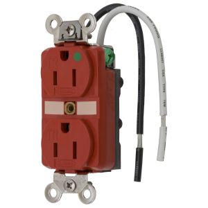 HUBBELL WIRING DEVICE-KELLEMS HBL8200SGRA Receptacle, Duplex, Tamper Resistant, 2-Pole, 3-Wire Grounding, 15A, 125V, Red | AC8QJD 3D454