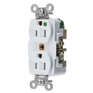 HUBBELL WIRING DEVICE-KELLEMS HBL8200W Receptacle, Duplex, 2-Pole, 3-Wire Grounding, 15A, 125V, White | AC8QEV 3D285