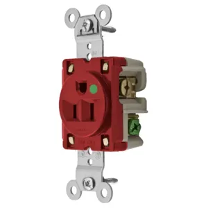 HUBBELL WIRING DEVICE-KELLEMS HBL8210R Receptacle, Single, 2-Pole, 3-Wire Grounding, 15A, 125V, Red | AD7APD 4D045